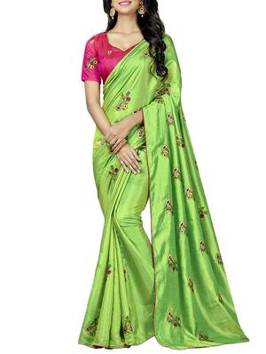 conversational green embroidered saree with blouse - 15615602 - Standard Image - 1