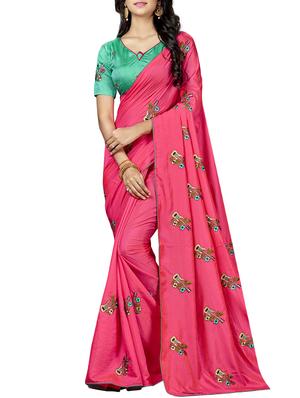 conversational pink embroidered saree with blouse - 15615604 - Standard Image - 1