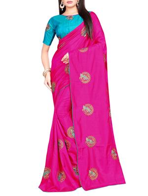conversational pink embroidered saree with blouse - 15615608 - Standard Image - 1