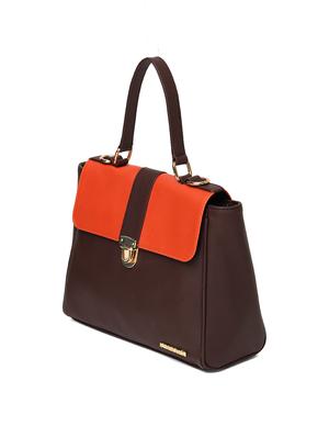 brown color block regular sling bag - 15615742 - Standard Image - 5
