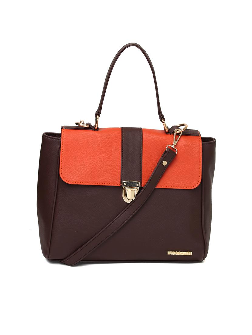 brown color block regular sling bag - 15615742 - Zoom Image - 1