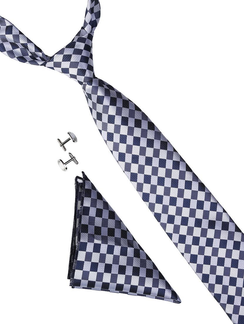 white micro fiber tie with poclet square and cufflink - 15615757 - Zoom Image - 1