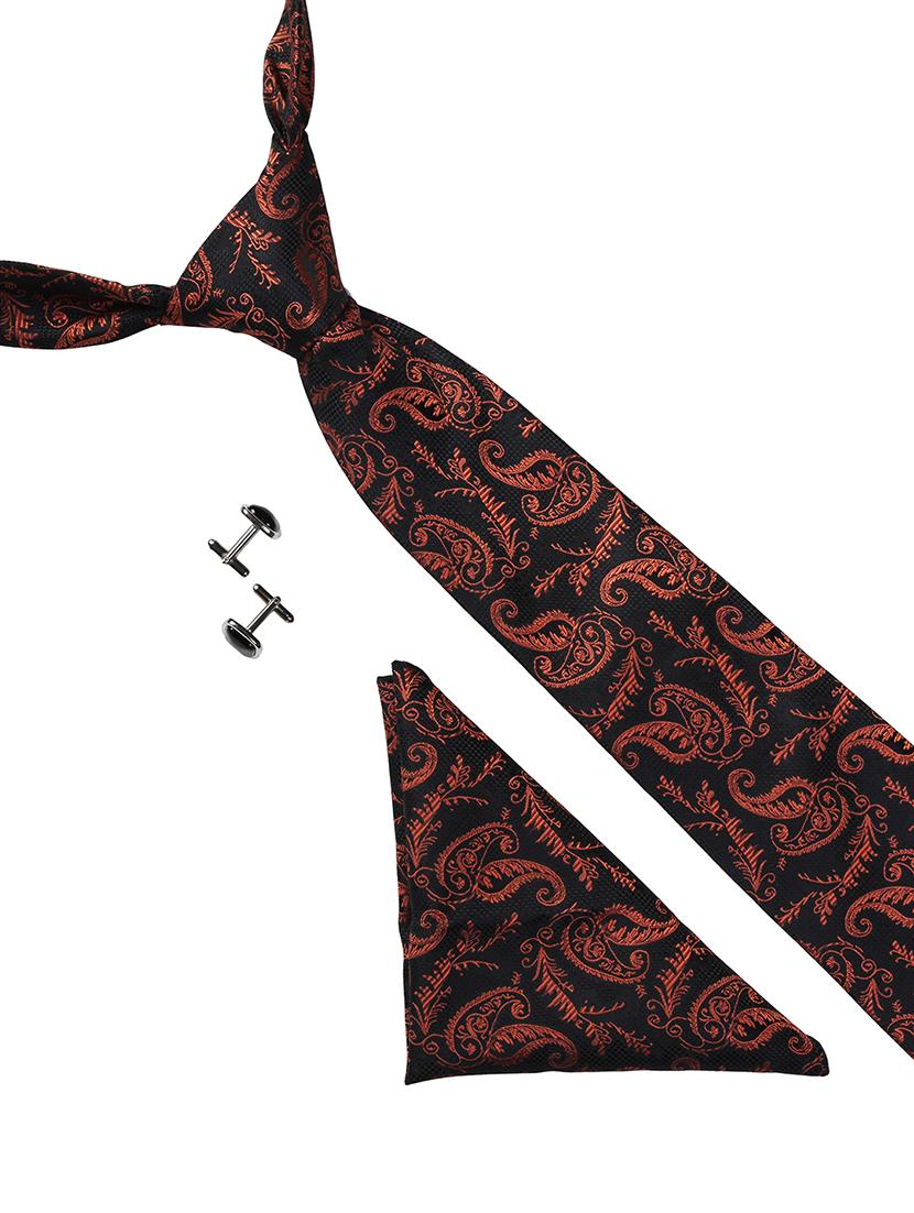 black micro fiber tie with cufflinks and pocketsquare - 15615769 - Zoom Image - 1