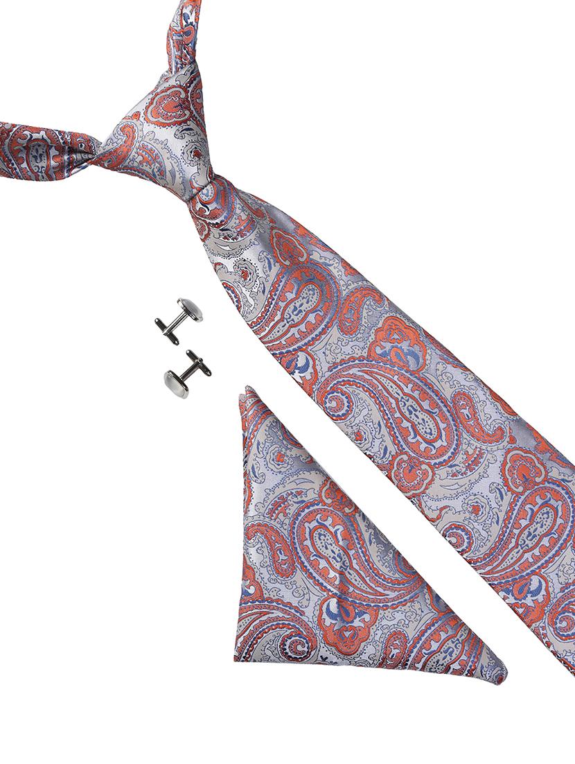 multicolor microfibre tie with pocket square and cufflink - 15615770 - Zoom Image - 1
