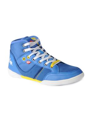 blue leatherette lace up sneakers - 15616052 - Standard Image - 1