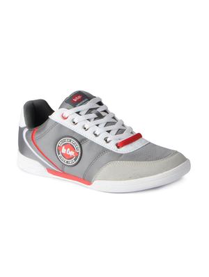 grey leatherette lace up sneakers - 15616053 - Standard Image - 1
