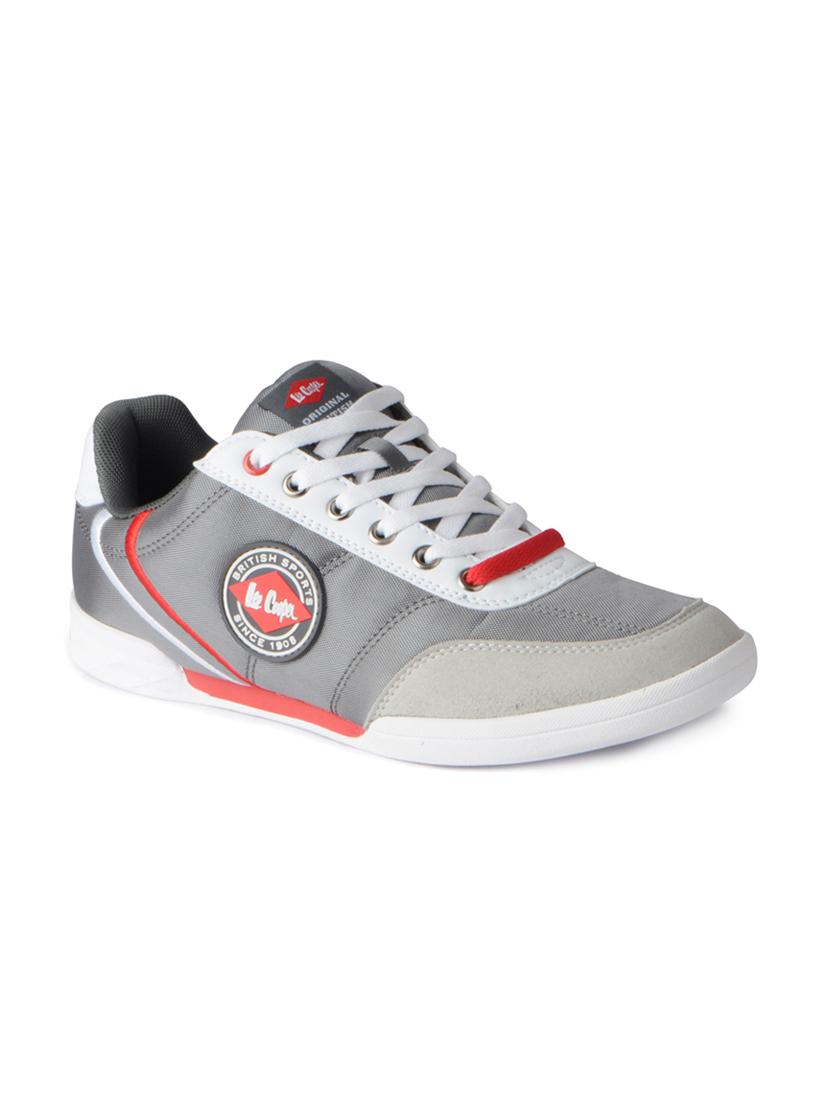 grey leatherette lace up sneakers - 15616053 - Zoom Image - 1