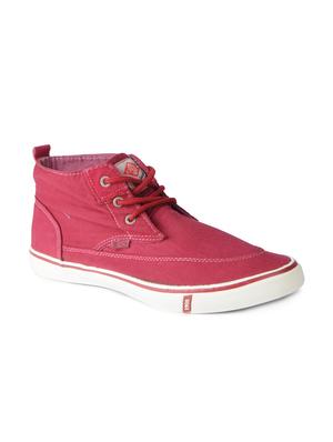 red Canvas lace up sneakers - 15616055 - Standard Image - 1