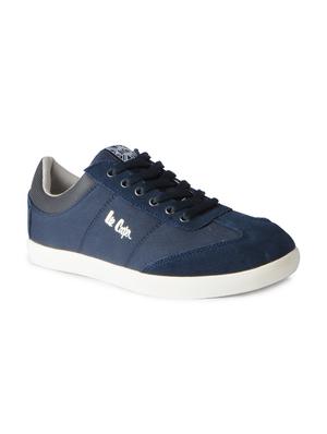 navy leatherette lace up sneakers - 15616057 - Standard Image - 1