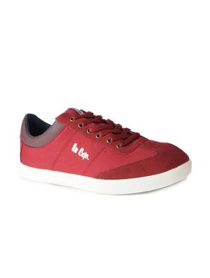 red leatherette lace up sneakers - 15616058 - Standard Image - 1