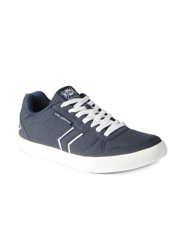 navy leatherette lace up sneakers - 15616071 - Very Small Image - 1
