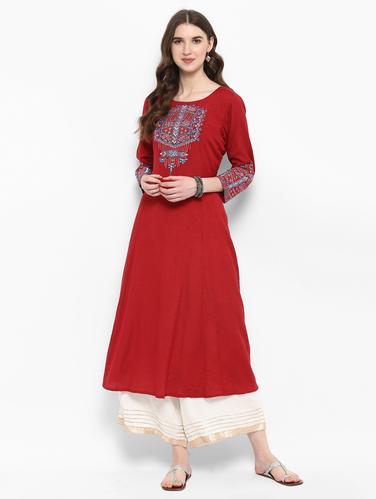 Embroidered kurta with palazzo set - 15616086 - Very Small Image - 1