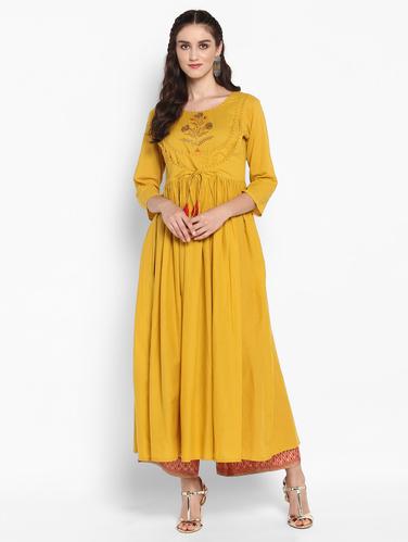 Sequined front dwastring kurta with palazzo set - 15616089 - Very Small Image - 1