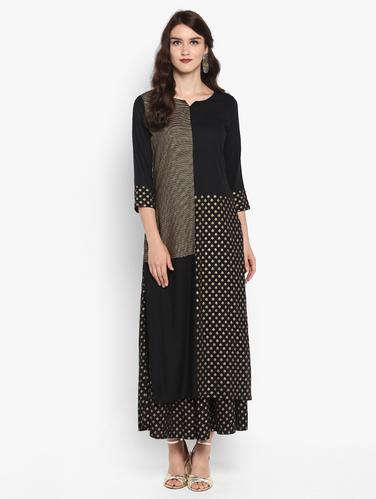 Foil printed kurta with gota patti palazzo set - 15616093 - Very Small Image - 1
