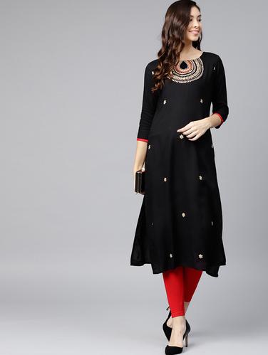 Embroidered straight kurta - 15616106 - Very Small Image - 1