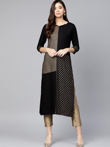 Foil print straight kurta - 15616107 - Very Small Image - 1