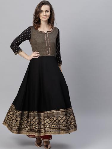 Foil print anarkali kurta - 15616111 - Very Small Image - 1