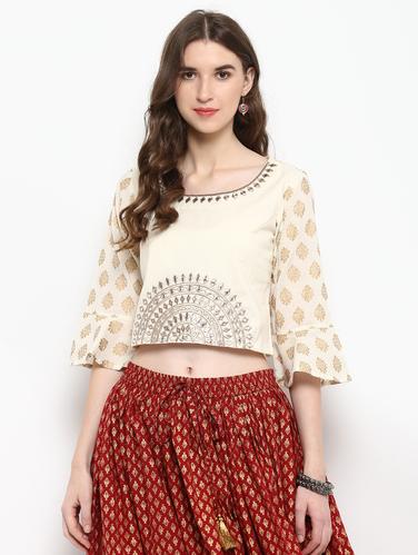 white rayon printed blouse - 15616112 - Very Small Image - 1