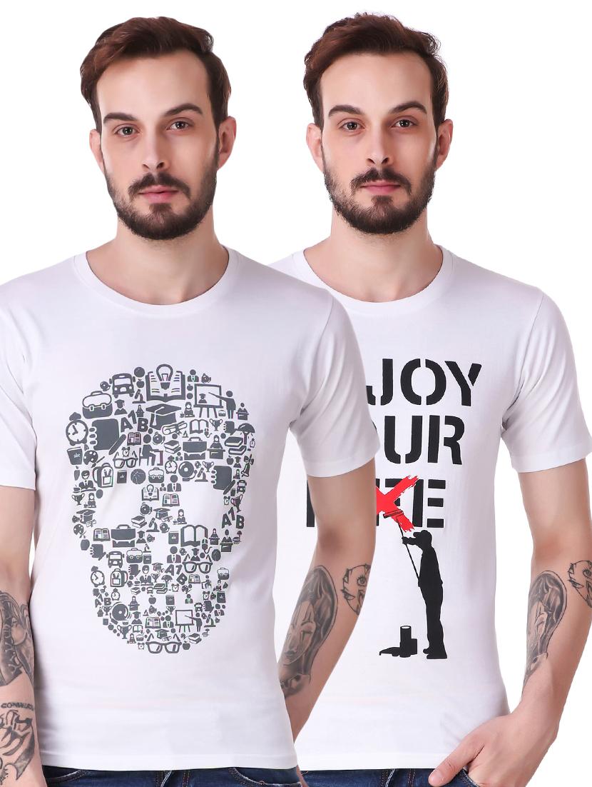 white cotton combos t-shirt - 15616127 - Zoom Image - 1
