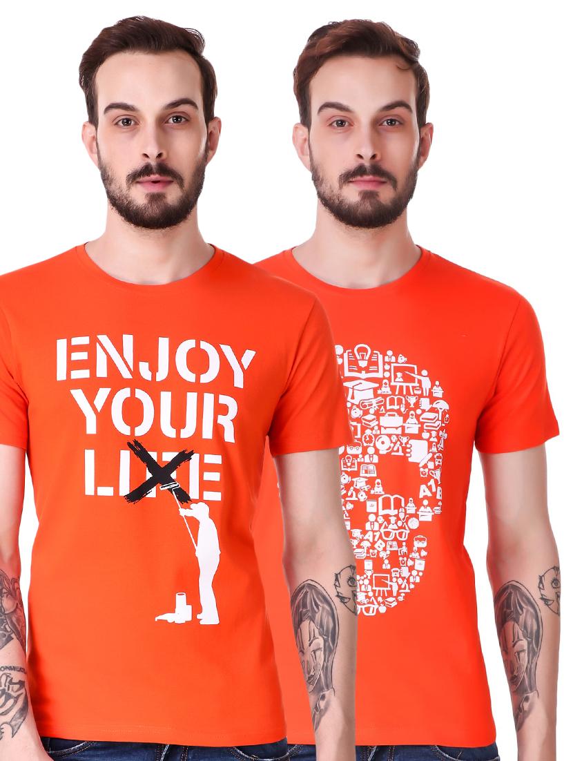 orange cotton combos t-shirt - 15616136 - Zoom Image - 1