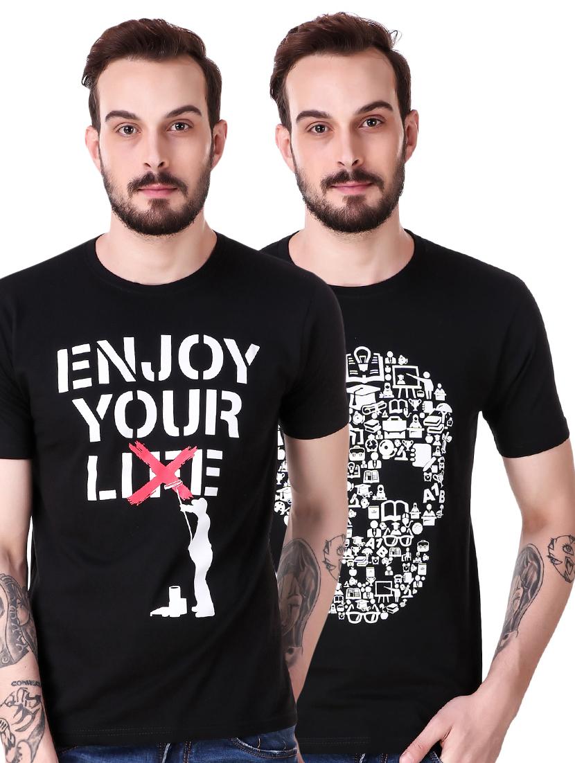 black cotton combos t-shirt - 15616149 - Zoom Image - 1