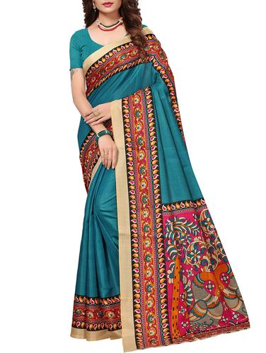 kalamkari printed border saree with blouse - 15616362 - Very Small Image - 1