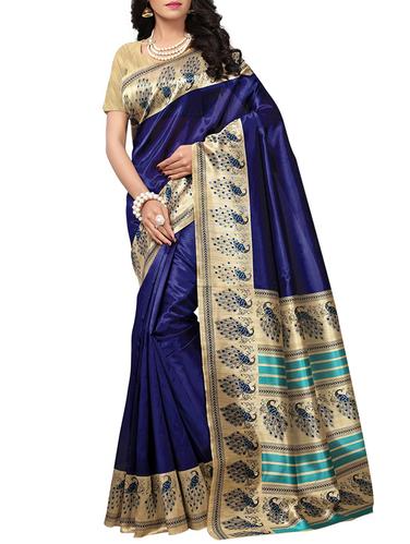 conversational printed border saree with blouse - 15616364 - Very Small Image - 1