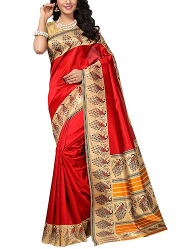 conversational printed border saree with blouse - 15616365 - Very Small Image - 1