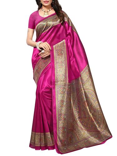 madhubani printed border saree with blouse - 15616372 - Very Small Image - 1