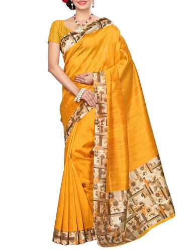 floral printed border saree with blouse - 15616378 - Very Small Image - 1