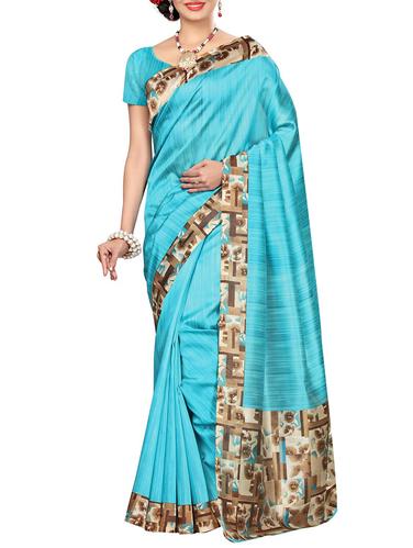 floral printed border saree with blouse - 15616379 - Very Small Image - 1