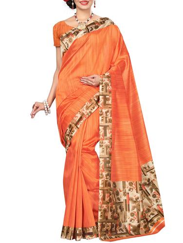 floral printed border saree with blouse - 15616380 - Very Small Image - 1