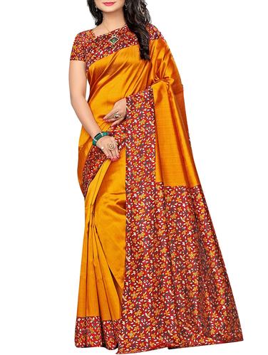 floral printed border saree with blouse - 15616393 - Very Small Image - 1