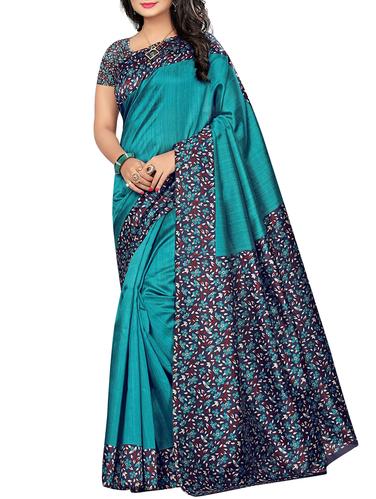 floral printed border saree with blouse - 15616394 - Very Small Image - 1