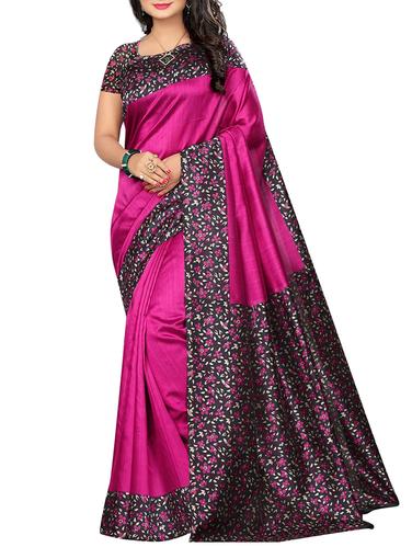 floral printed border saree with blouse - 15616395 - Very Small Image - 1