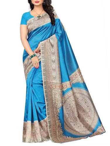 madhubani printed border saree with blouse - 15616406 - Very Small Image - 1
