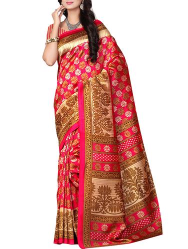 florall printed pink saree with blouse - 15616413 - Very Small Image - 1