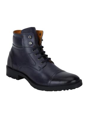 navy Leather high ankle boots - 15616448 - Standard Image - 1