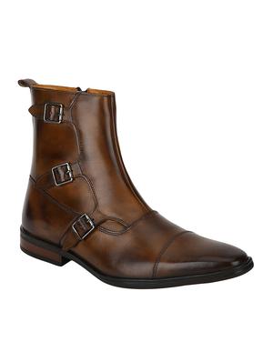 tan Leather slip on boots - 15616452 - Standard Image - 1