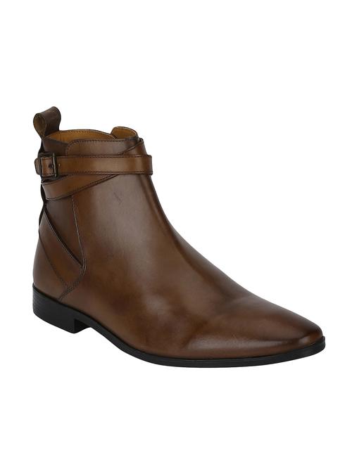 tan leather slip on boots - 15616454 - Standard Image - 1