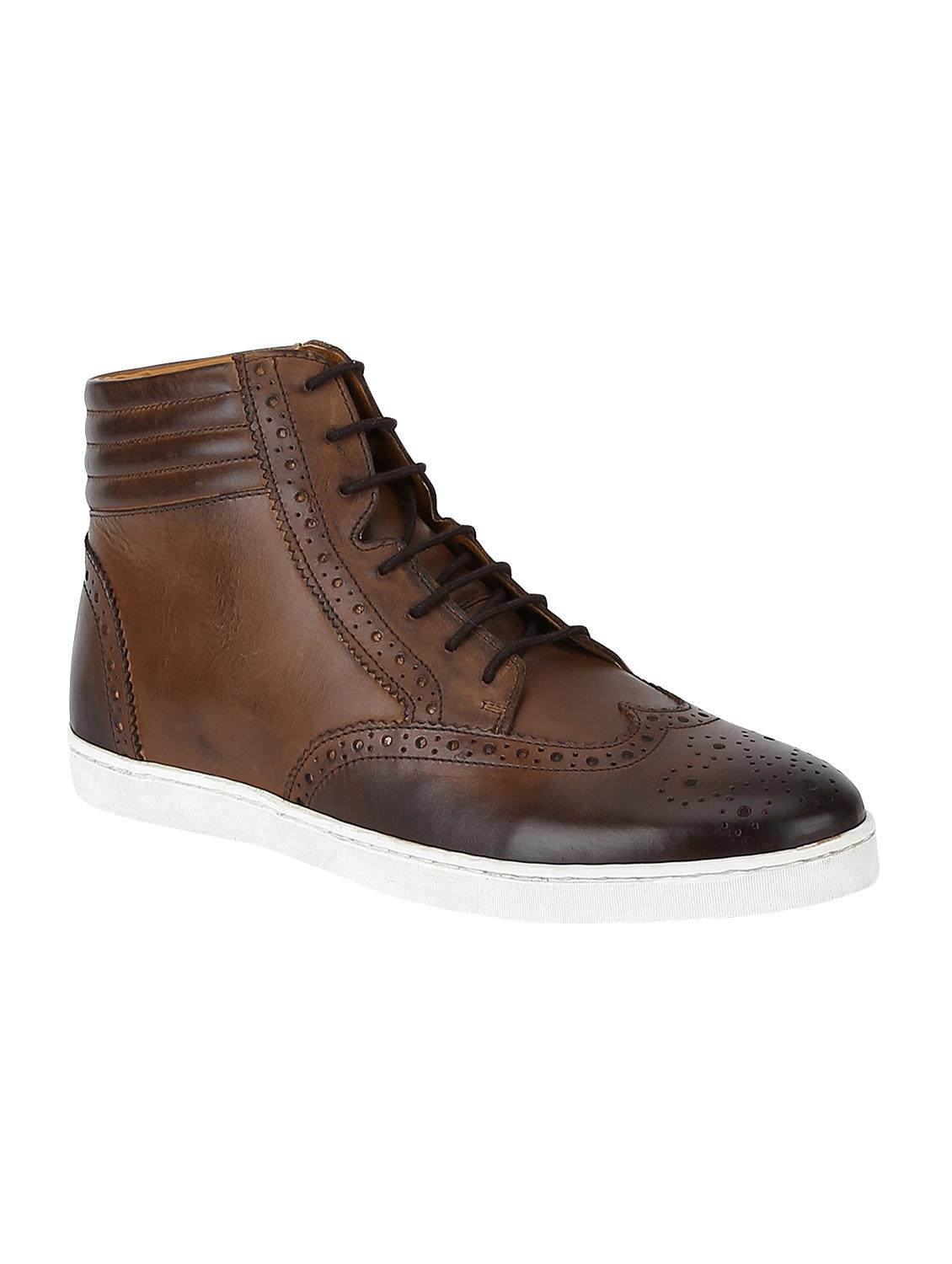 brown Leather lace up sneakers - 15616474 - Zoom Image - 1