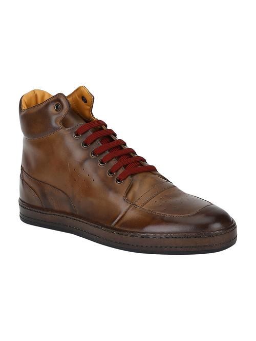 brown Leather lace up sneakers - 15616478 - Standard Image - 1