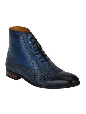 navy Leather high ankle boots - 15616482 - Standard Image - 1