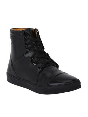 black Leather lace up sneakers - 15616500 - Standard Image - 1