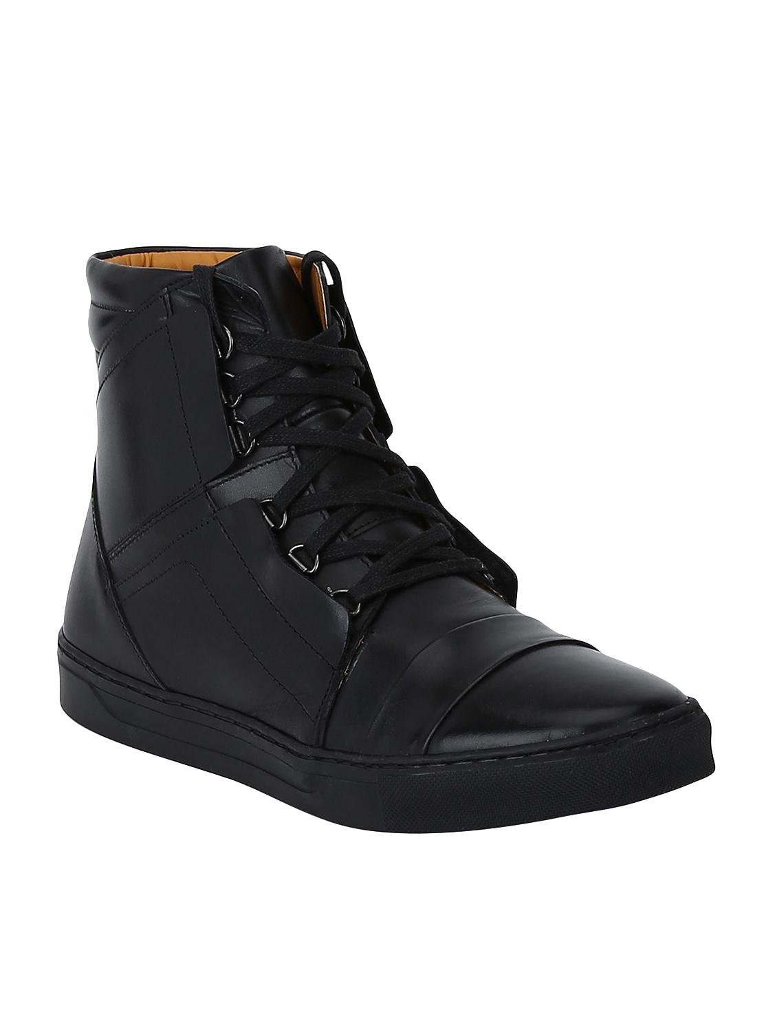black Leather lace up sneakers - 15616500 - Zoom Image - 1