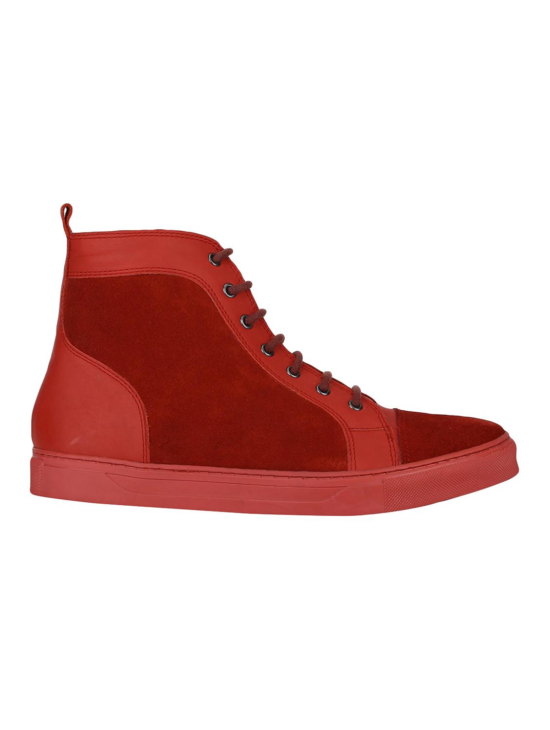red Suede lace up sneakers - 15616511 - Zoom Image - 1