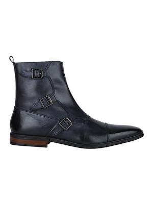 navy Leather slip on boots - 15616515 - Standard Image - 1