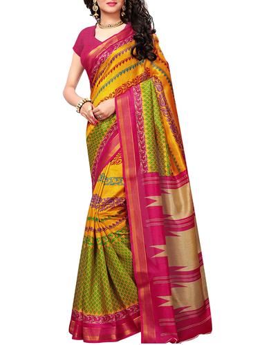 paisley printed bhagalpuri saree with blouse - 15616561 - Very Small Image - 1
