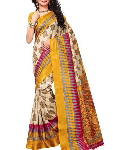 geometrical printed bhagalpuri saree with blouse - 15616563 - Very Small Image - 1