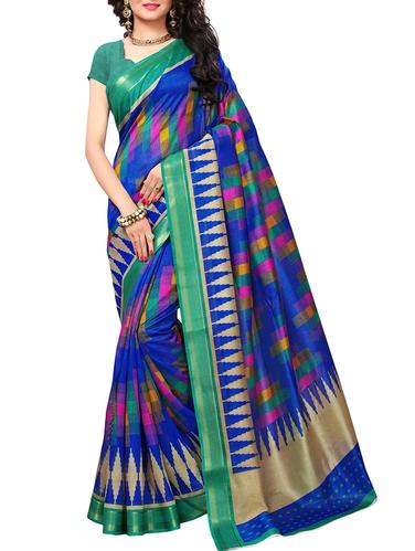 geometrical printed bhagalpuri saree with blouse - 15616564 - Very Small Image - 1